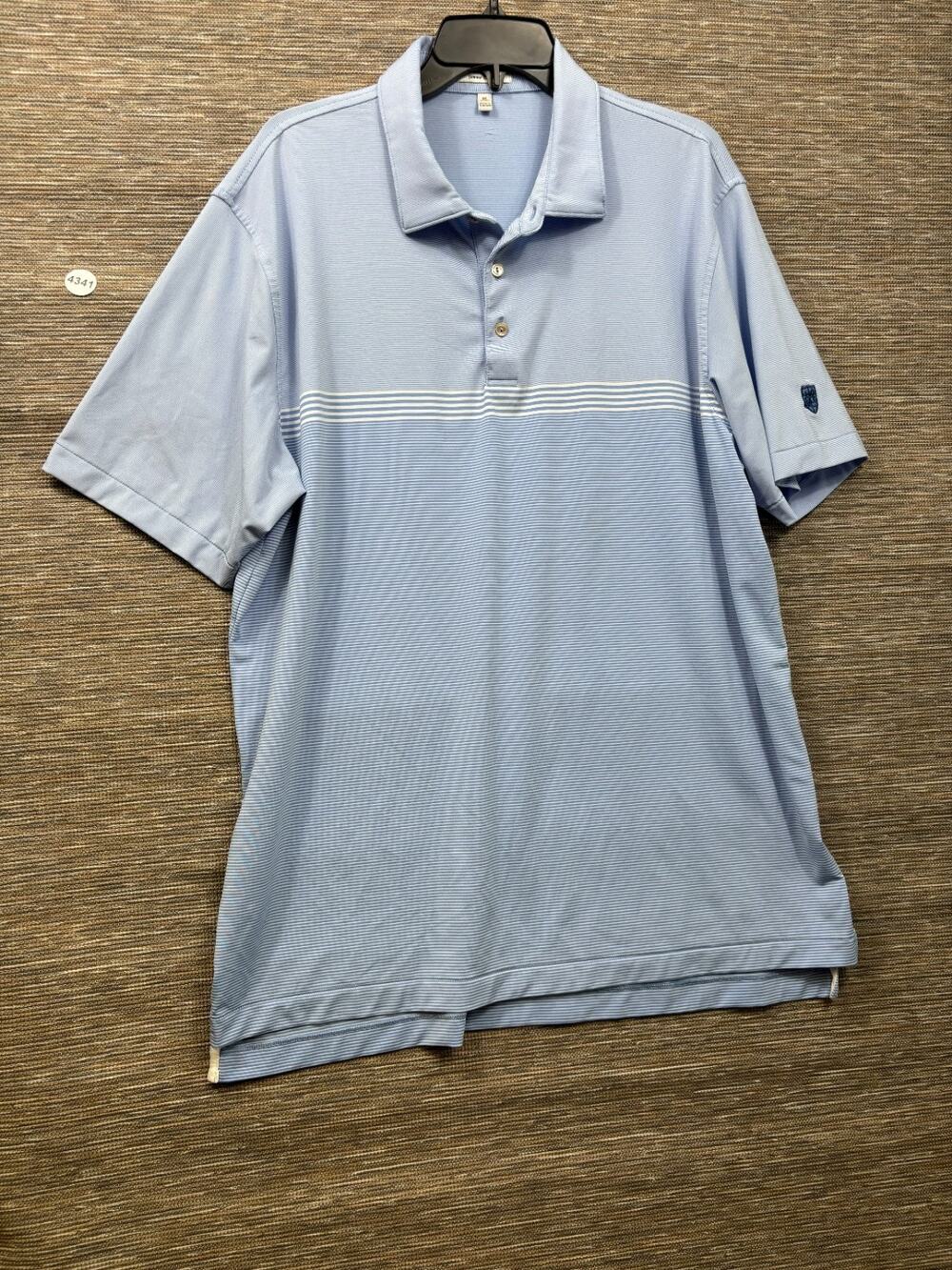 Peter Millar Summer Comfort Polo Shirt Mens Size XL Blue White Striped Golf